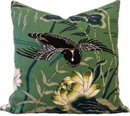 Schumacher Lotus Garden Jade Double Sided Cushion Cover Pillow - thumbnail 1