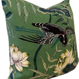 Schumacher Lotus Garden Jade Double Sided Cushion Cover Pillow - thumbnail 3
