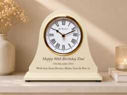 90Th Birthday Gift Personalised Engraved Wooden Beige Mantel Clock 90 Years Ideas For Nan Mom Grandad Mum Dad Grandma Nanny Etc
