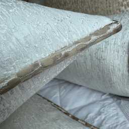 White Luxury Cushion Cover With Champagne Piping - Custom Made Scatter Piped Pillow For Home Decor, Blake - thumbnail 2