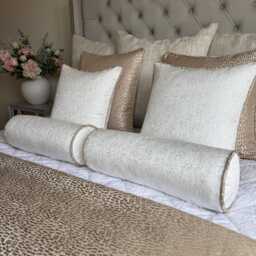 White Luxury Cushion Cover With Champagne Piping - Custom Made Scatter Piped Pillow For Home Decor, Blake - thumbnail 4