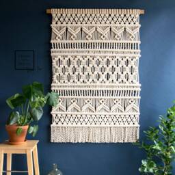 "xxl/Large Macrame Wall Hanging - Woven Fiber Art ""Vivian" - thumbnail 1