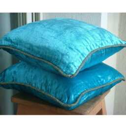 "Designer Turquoise Blue Pillow For Sofa 16""x16" - thumbnail 3