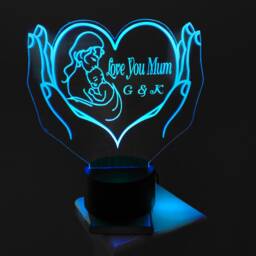 Personalized Heart Mom & Baby 3D Led Lamp, Bluetooth App Control - thumbnail 3