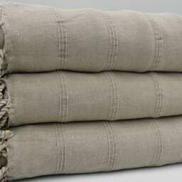 "Stone Washed Throw, Turkish Blanket, Beige Blanket, Soft Throw, 67""x85" - thumbnail 3