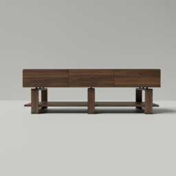 Solid Walnut Tv Unit - Modern Minimalist Media Console With Drawers Scandinavian Japanese Style Sideboard - thumbnail 4