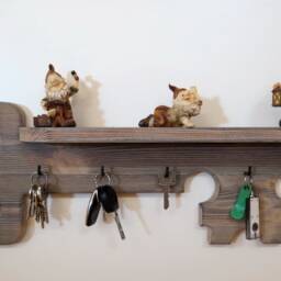 Rustic Wood Key Shelf Wood Hook Key Holder Hanging Awards Organizer Jewelry - thumbnail 2