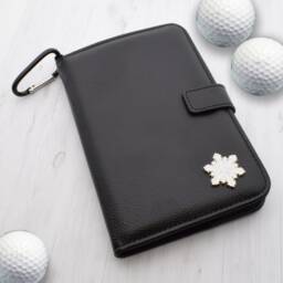 Snowflake Design - Personalised Leatherette Golf Organiser Complete With Divot Repairer, Marker, Tees, Scorecard & Pencils
