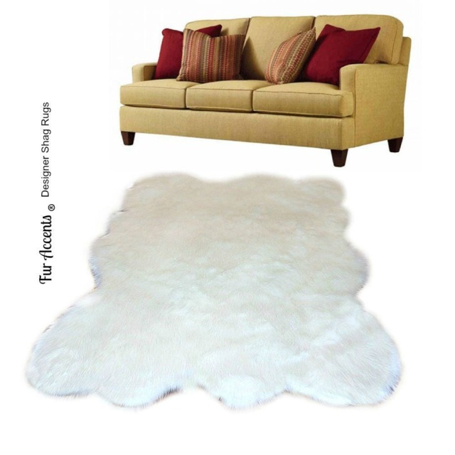 Shaggy Faux Fur Area Rug - Sheepskin Pelt Shape, Usa Made - image 1