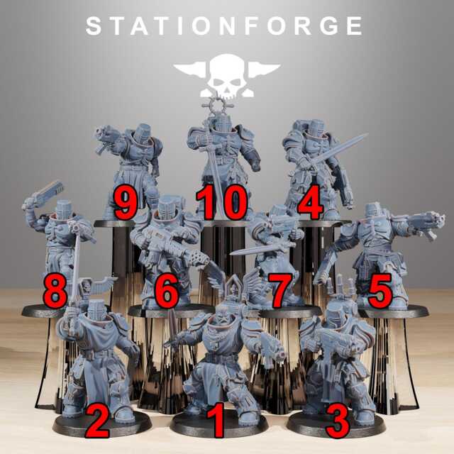 Socratis Zealots/Templar Marine Knight Infantry Sci Fi Table Top Station Forge 3D Print /Wargaming - image 1