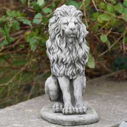 Upright Lion Stone Statue - Reconstituted African Animal Garden Outdoor Ornament British Made Decoration Sculpture - thumbnail 1