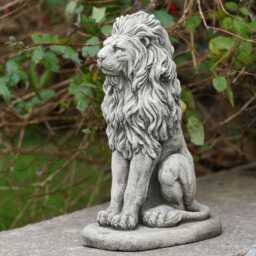 Upright Lion Stone Statue - Reconstituted African Animal Garden Outdoor Ornament British Made Decoration Sculpture - thumbnail 2