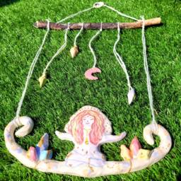 Moon, Soul & Manifest It Ceramic Handmade Wall Hanging. Goddess, Fertility, Infinity, Truth, Rebirth, Meditated, Crystal, Star, Love, Gold - thumbnail 4
