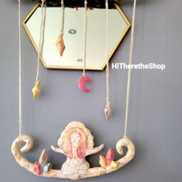 Moon, Soul & Manifest It Ceramic Handmade Wall Hanging. Goddess, Fertility, Infinity, Truth, Rebirth, Meditated, Crystal, Star, Love, Gold - thumbnail 2