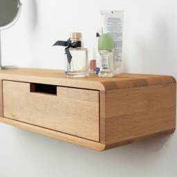 Solid Oak Floating Makeup Table With 2 Drawers - thumbnail 2