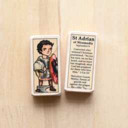 st Adrian Of Nicomedia Patron Saint Block With Gift Bag // Catholic Toys By Almondrod