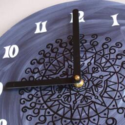 Industrial Silver Goth Clock - Home Decor Wall in Geometric Black White Gray Boho Made From Recycled Vinyl Record - thumbnail 4