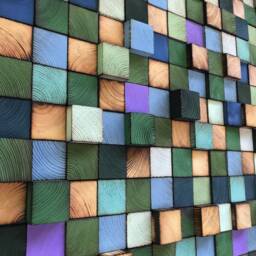 Reclaimed Wood Wall Art - Colorful Mosaic Sound Diffuser - thumbnail 2