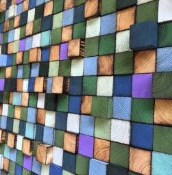 Reclaimed Wood Wall Art - Colorful Mosaic Sound Diffuser - thumbnail 1