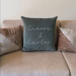 Personalized Velvet Cushion Name Embroidery - thumbnail 1