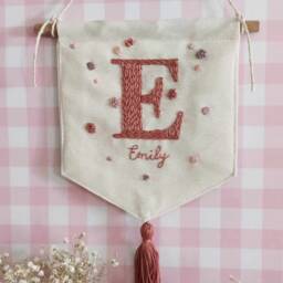 Embroidered Children's Name Banner Personalized Nursery Decor, Kids Room - thumbnail 3