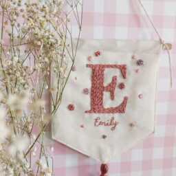 Embroidered Children's Name Banner Personalized Nursery Decor, Kids Room - thumbnail 2