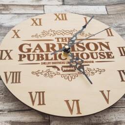Peaky Blinders Inspired Clock The Garrison Engraved Wood Mancave - thumbnail 2