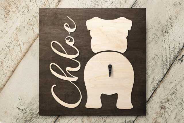 Personalized French Bulldog Wall Clock With Pet Name, Custom Wood For Birthday Anniversary - image 1