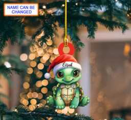 Custom Name Sea Turtles Xmas Personalized Ornament, Christmas Tree Hanging Decor, Flat 2D Lovers - thumbnail 1