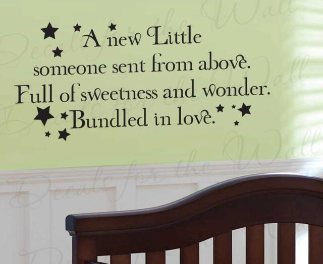 A New Little Someone Sent From Above Boy & Girl Room Kid Baby Nursery Vinyl Quote Art Decoration Wall Lettering Decal Sticker Decor K79 - image 1