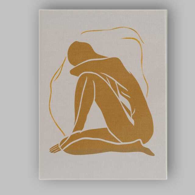 Minimalist Abstract Embrace Figure Line Art Warm Neutral Silhouette Canvas Wall Print Decor Picture Ready To Hang - image 1