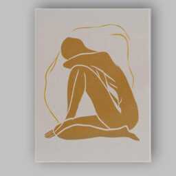 Minimalist Abstract Embrace Figure Line Art Warm Neutral Silhouette Canvas Wall Print Decor Picture Ready To Hang - thumbnail 1