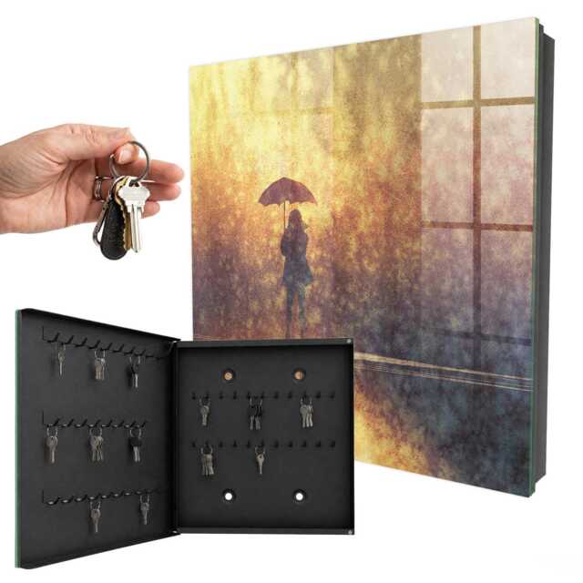 Warm Melancholy Key Cabinet For Home, Yellow Box Watercolor Abstraction, Lovers Of Peace & Reflection - image 1