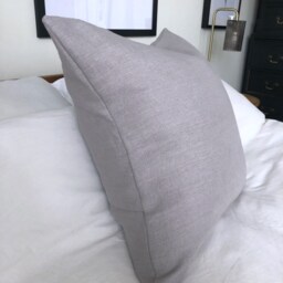 Grey French Linen Pillow Cover, Minimalist Throw Cushion, 20x20 - thumbnail 3