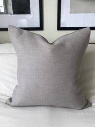 Grey French Linen Pillow Cover, Minimalist Throw Cushion, 20x20 - thumbnail 1