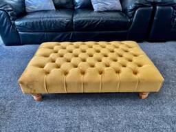 Handmade Chesterfield Footstool Coffee Table in Plush/Soft Velvet Wooden Colour Feet