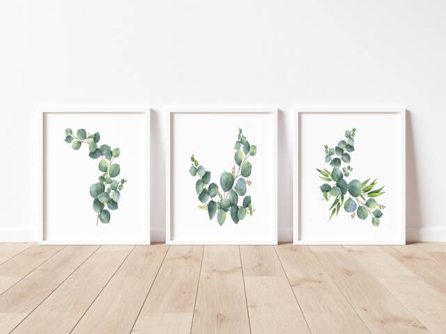 Eucalyptus Wall Art - Leaf Print Botanical Home Office Decor Bathroom Room - image 1