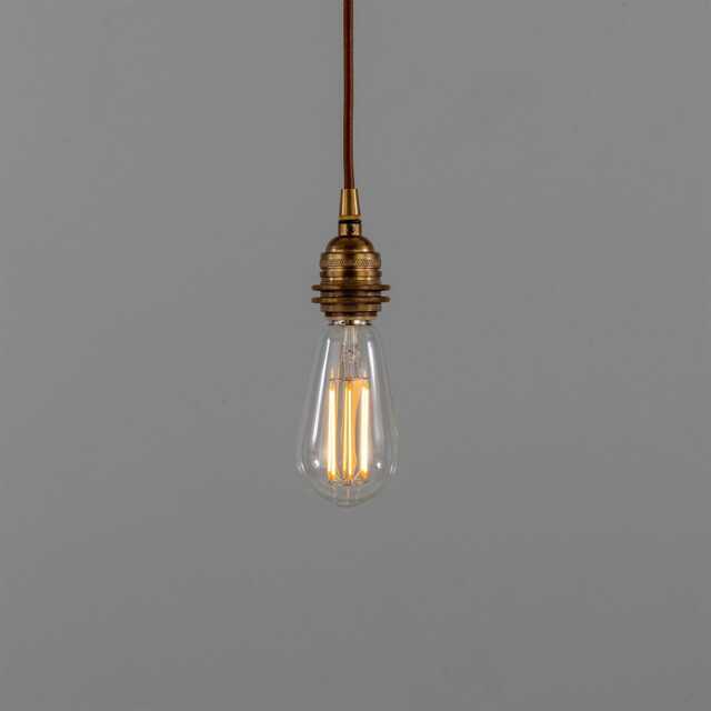 Lome Vintage Bare Bulb Pendant Light, Braided Cable - image 1