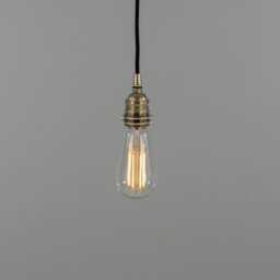 Lome Vintage Bare Bulb Pendant Light, Braided Cable - thumbnail 3