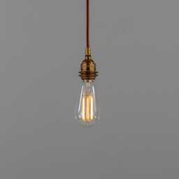 Lome Vintage Bare Bulb Pendant Light, Braided Cable - thumbnail 1
