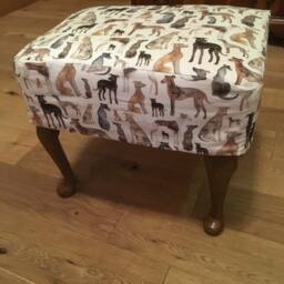 Foot Stool With Removable/Washable Cover, Dog Lurcher Sighthound Material - thumbnail 2