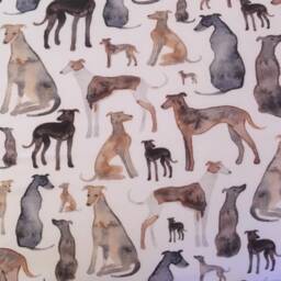 Foot Stool With Removable/Washable Cover, Dog Lurcher Sighthound Material - thumbnail 3