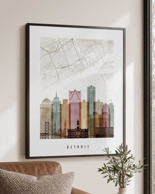 Detroit Map Art Poster, City Print For Home Or Office Decor - image 1