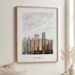 Detroit Map Art Poster, City Print For Home Or Office Decor - thumbnail 3