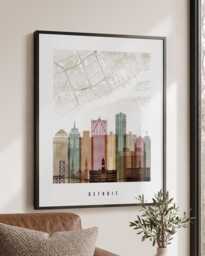 Detroit Map Art Poster, City Print For Home Or Office Decor - thumbnail 1