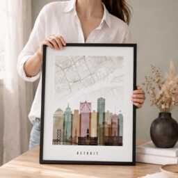 Detroit Map Art Poster, City Print For Home Or Office Decor - thumbnail 2