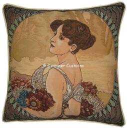 Alphonse Mucha Art Noveau Seasons Summer Tapestry Cushion Cover Sham - thumbnail 1