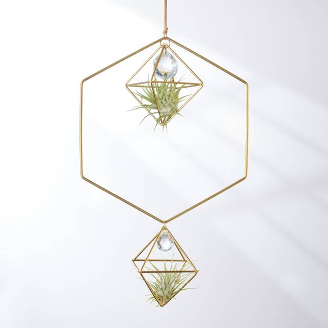 Hanging Air Plant Holder Hexagon With Prism, Hanger, Geometric Plant, Display, Lover Gift, Decor - image 1