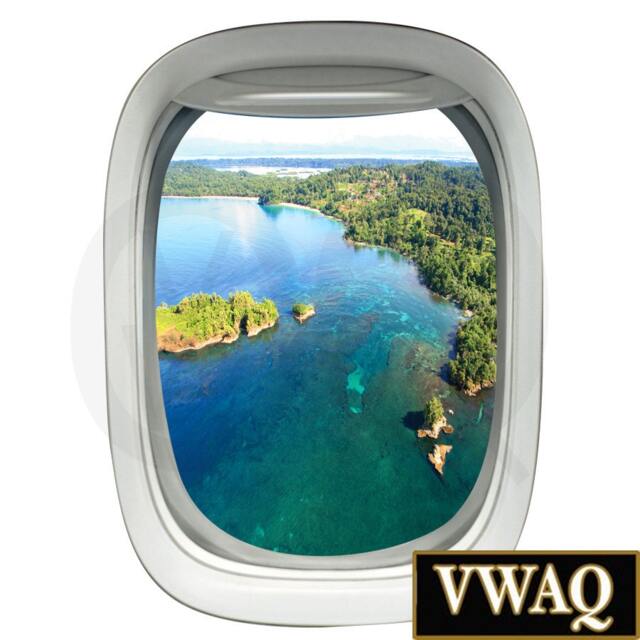3D Airplane Porthole Wall Decal - Aerial View Trees Peel & Stick Vinyl Aviation Art - Pw34