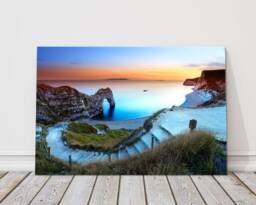 Durdle Door Sunset Canvas Print Jurassic Coast Seascape Wall Art - thumbnail 1